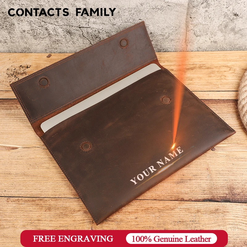CONTACTS FAMILY Genuine Leather Laptop Case Cover for MacBoo