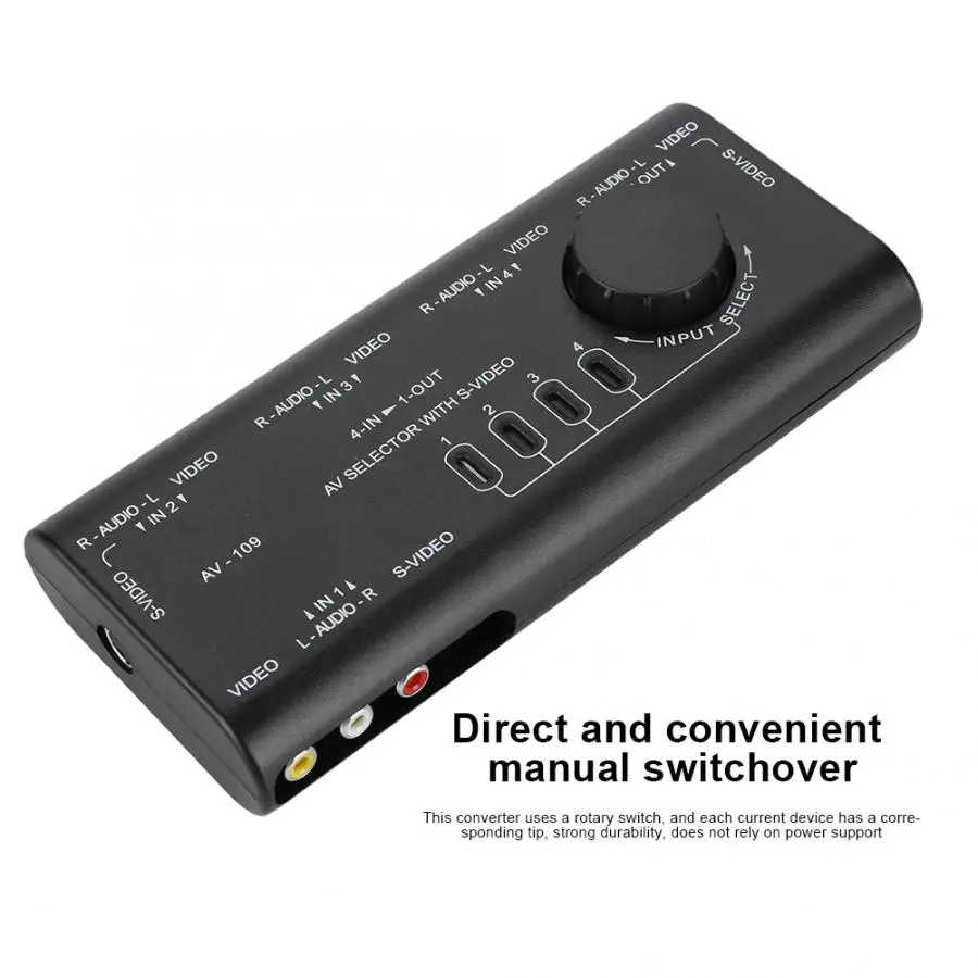 AV 109 4 в 1 выход RCA Переключатель Аудио Видео переключатель ходовой разветвитель