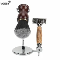 3 in1 razor shaving brush soap bowl stand electroplating metal shaving knife stand men beard clean shaver kits set