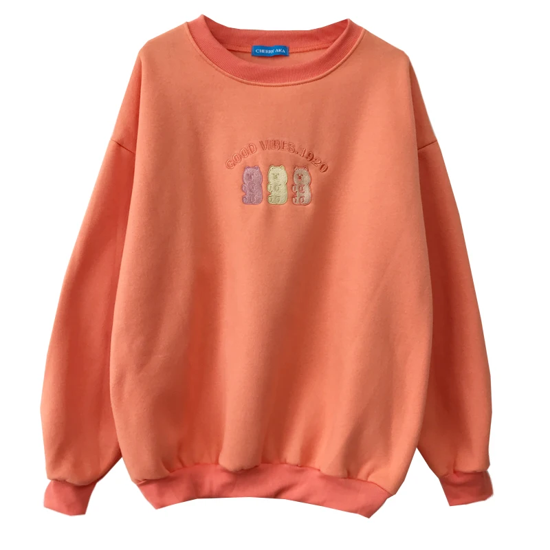 

Control will embroidery bear with velvet qiu dong long fleece female loose han edition bf languid is lazy wind coat