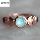 925 anillos серебряное модное розовое золото 18 карат, Прекрасный Луна Форма Радуга Кольцо C драгоценным камнем Изумрудное кольцо оптом много кольцо с бриллиантом