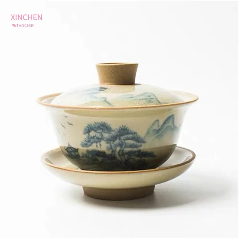 Цзиндэчжэнь ручная роспись креативная Тури Gaiwan Ретро Керамическая чайная посуда