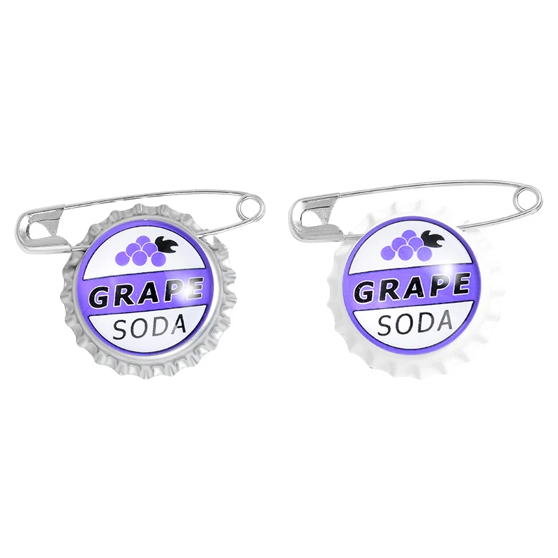 Creative Grape Soda Bottle Cap Brooches Pin for Clothes Backpack Drink Classic Brooch Jewelry Gift For Friends