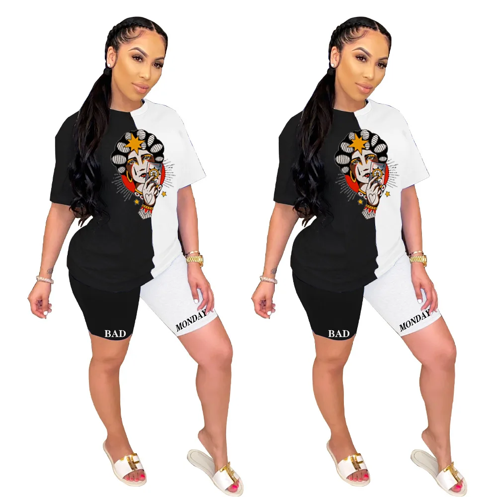 Женский Повседневный костюм из 2 предметов камуфляжная свободная футболка с