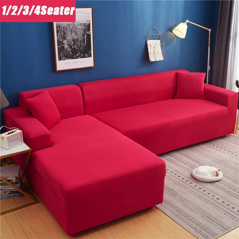 

Solid Stretch Elastic Sofa Cover Detachable L-shaped Couch of Sofa Fully Wrapped Couch Covers Sofa Covers for Living Room