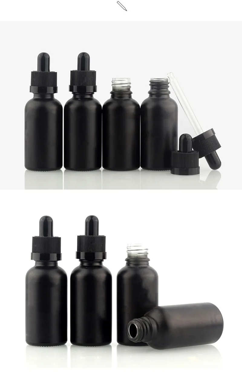 1 унция стеклянные бутылочки с пипеткой черным покрытием устойчивые к