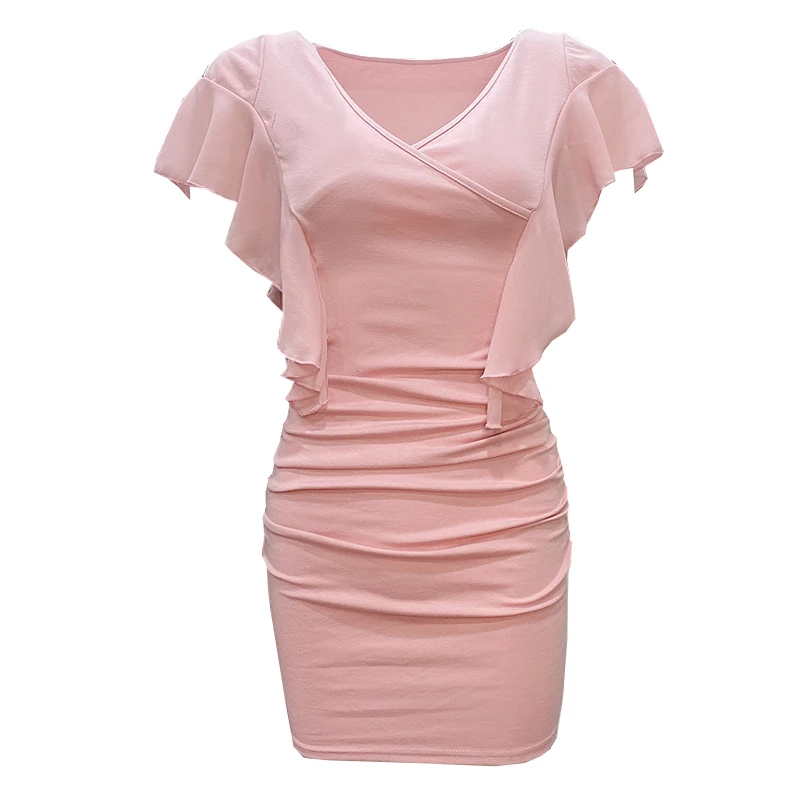 

The very summer new v-neck fashion sexy French falbala pockets hip fairy dress