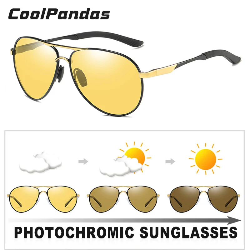 CoolPandas брендовые авиационные фотохромные Солнцезащитные очки Мужские поляризационные очки для женщин день ночь вождения очки солнцезащитные очки oculos