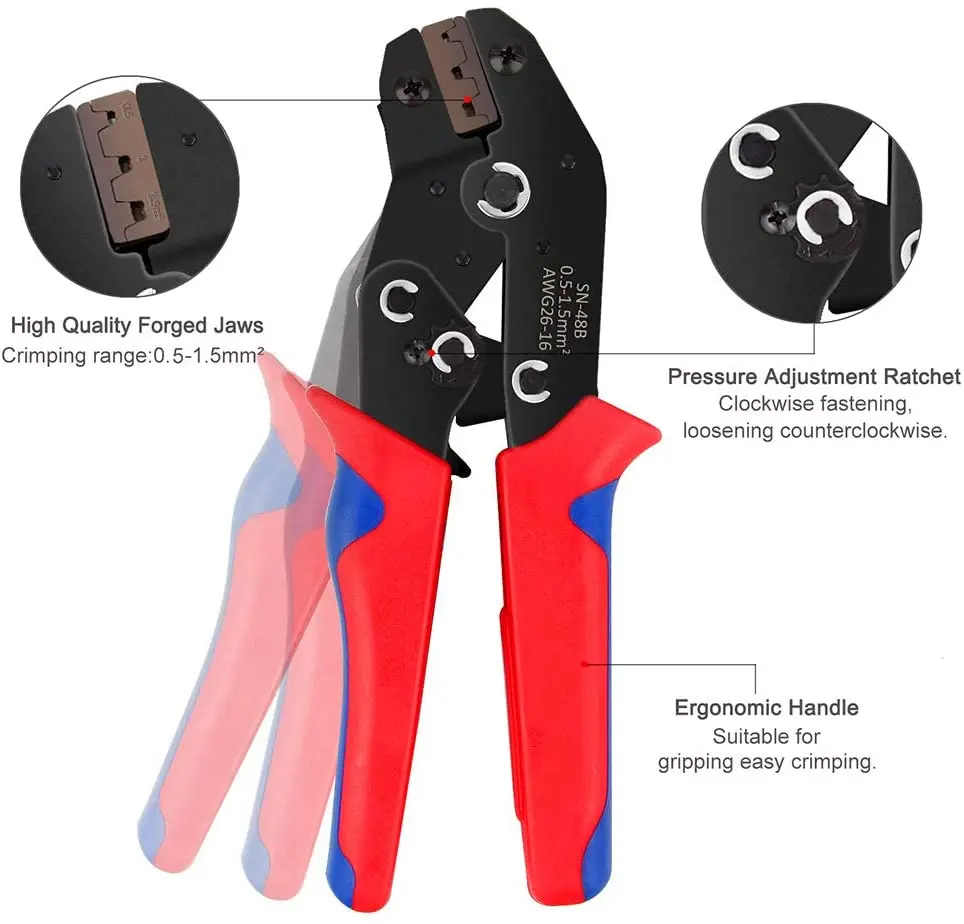 SN-48B Crimping Pliers 0.5-2.5mm² 2.8 4.8 6.3 Car spring plug crimp male wire Connectors Terminals Set Wire Electrical Hand Tool |