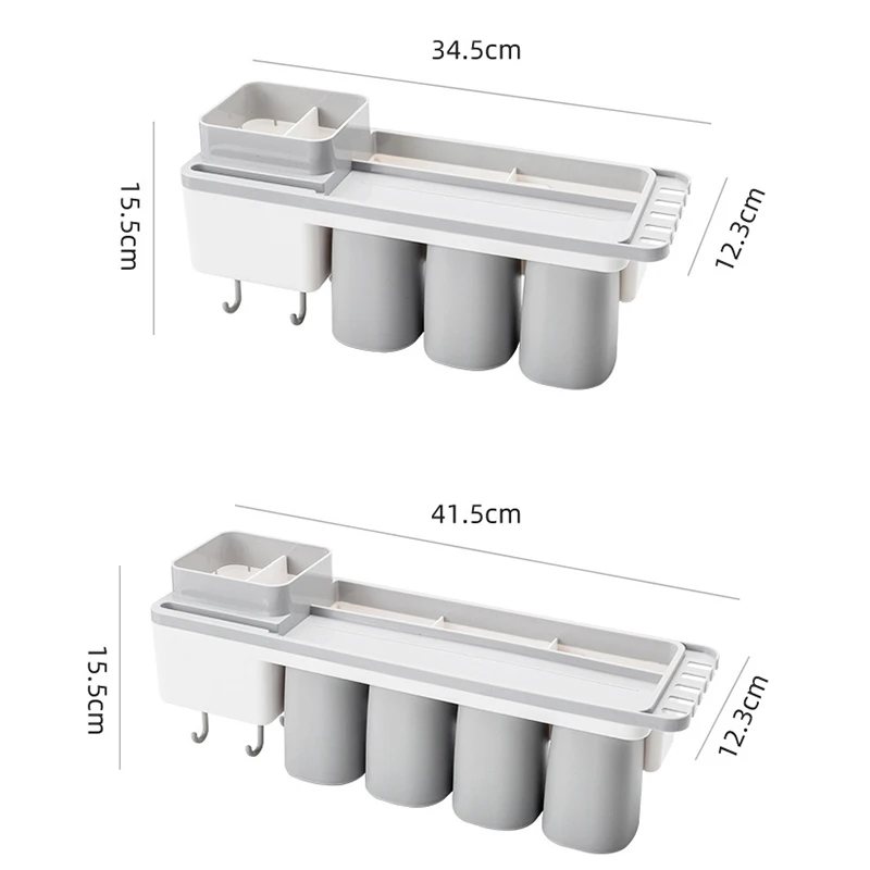 

Wall Mount Toiletries Storage Rack Toothbrush Holder Automatic Toothpaste Dispenser Squeezer Bathroom Accessories Set