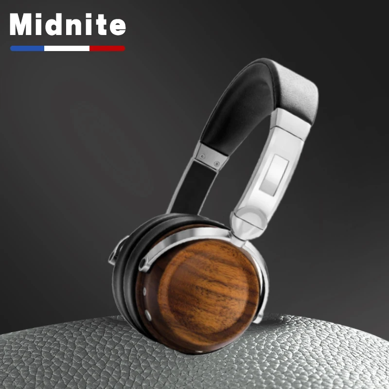 

Midnite ореховая bluetooth-гарнитура с двойным движением, Hi-Fi музыкальные наушники, высококлассные шумоподавляющие наушники ANC, 50 мм, динамические п...