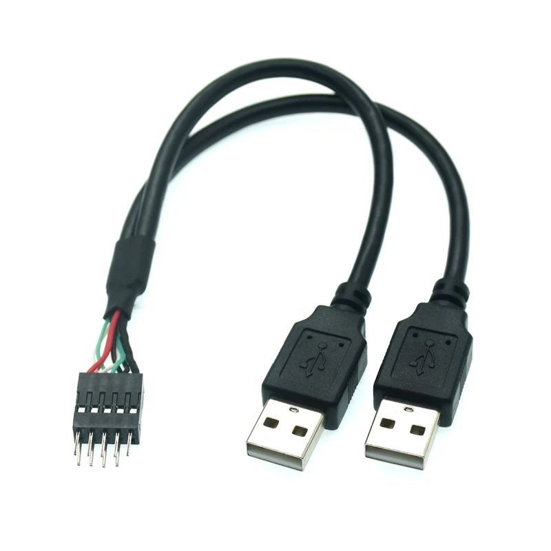 Двойной USB A штекер к ПК Чехол Внутренний 9-контактный разъем Dupont адаптер Y