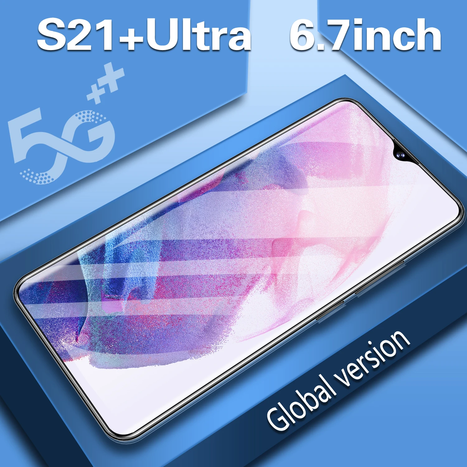 

2021 Global Version Mobile Phone S21+Ultra New Arrival 6.7Inch Drop Screen Smartphone 16MP+32MP 8+256G 6800MAH 10 Core 5G