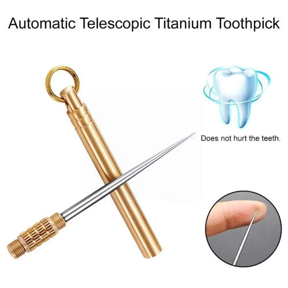 

Titanium Alloy Toothpick Brass Creative Combination Portable Tooth Steel Integrated Artifact Picking P8O1