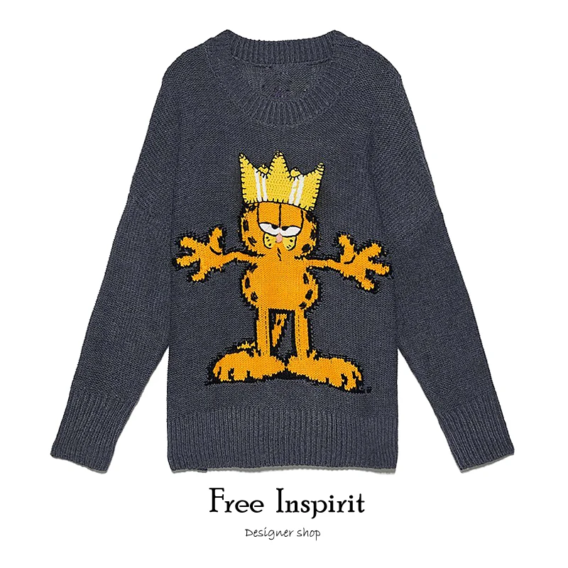 Free Inspirit повседневный стиль компьютерная вязка круглый вырез длинный рукав