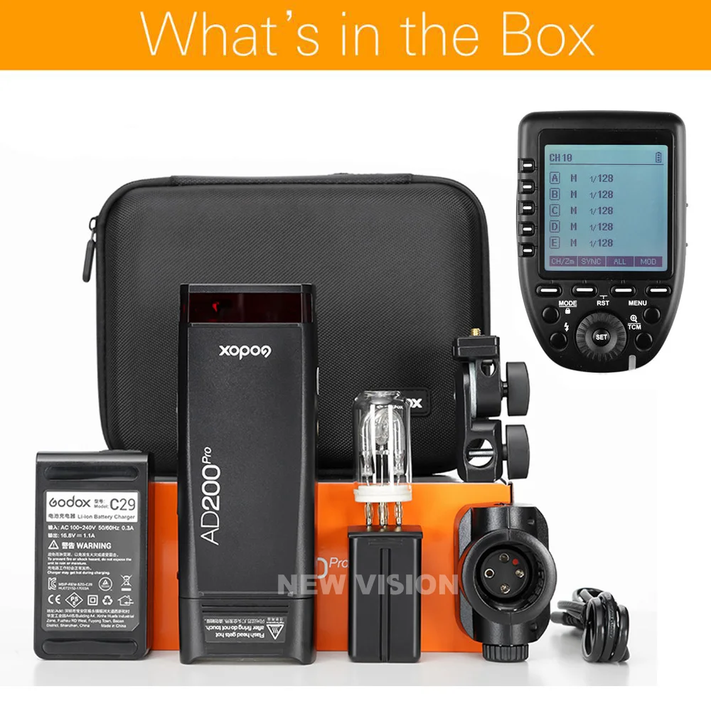 Внешняя вспышка Godox AD200Pro 2 4 WS TTL 1/8000G 0 01 HSS 1 8-2900 s переработка батареи мАч с
