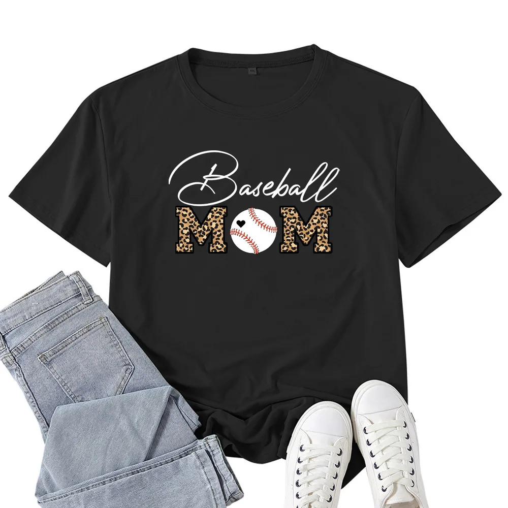 

Baseball Mom Leopard Print Women T Shirt Short Sleeve O Neck Loose Women Tshirt Ladies Tee Shirt Tops Clothes Camisetas Mujer