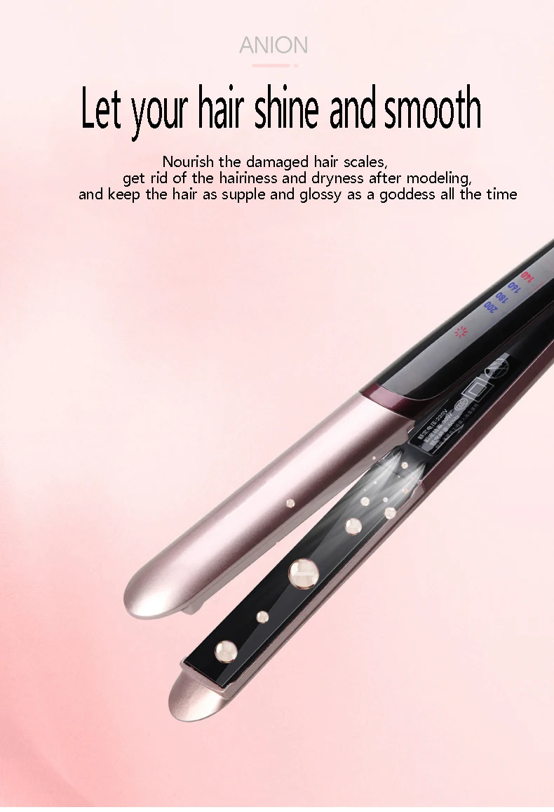 

Electric splint straight curling hair curling stick ceramic glazed straight plate internal buckle hair straightener Soft and glo