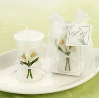 10pcs flower lily candle for wedding baby shower birthday souvenirs gifts favor packaged with box ribbon