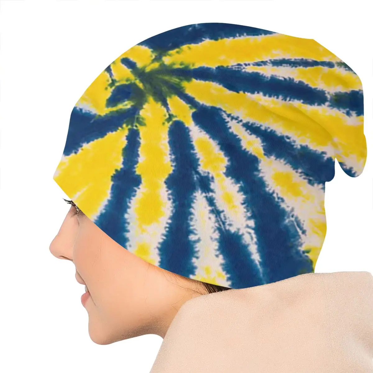 Красочные желтые синие Tie Dye унисекс взрослая Повседневная шапка бини уличная