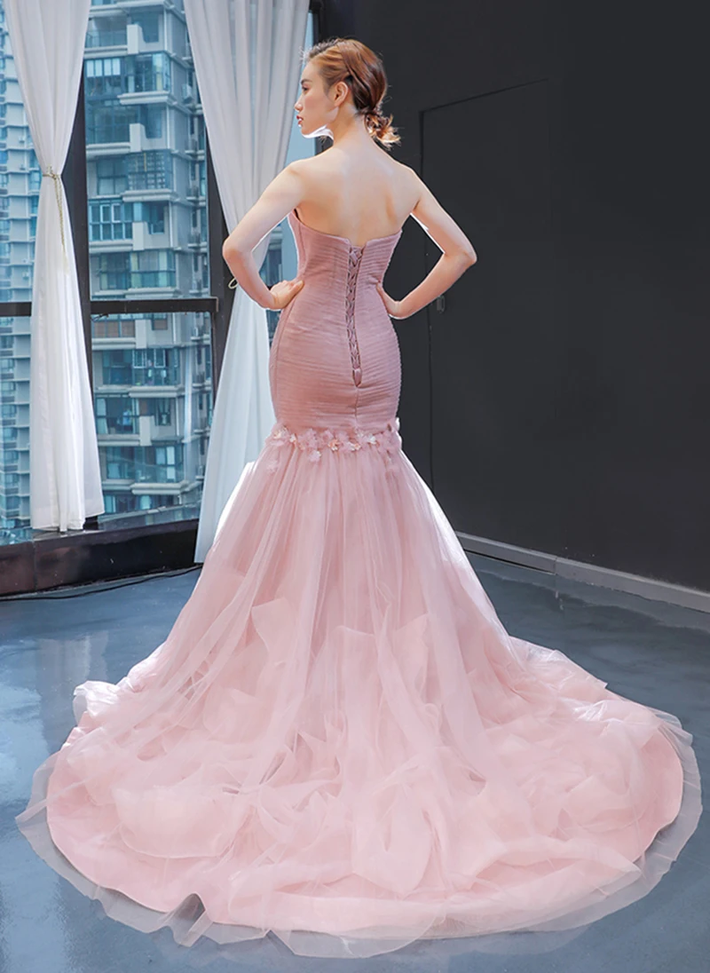 Женское вечернее платье с юбкой годе без бретелек оборками|Вечерние платья| |