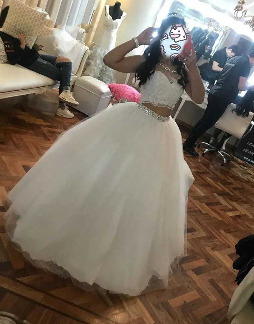 

Sexy Two Piece Prom Dress 2022 Two Styles Long and Short Dress Beaded Crystals Formal Tulle Evening Dress Gala Girls Party Gown