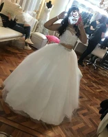 sexy two piece prom dress 2020 two styles long and short dress beaded crystals formal tulle evening dress gala girls party gown