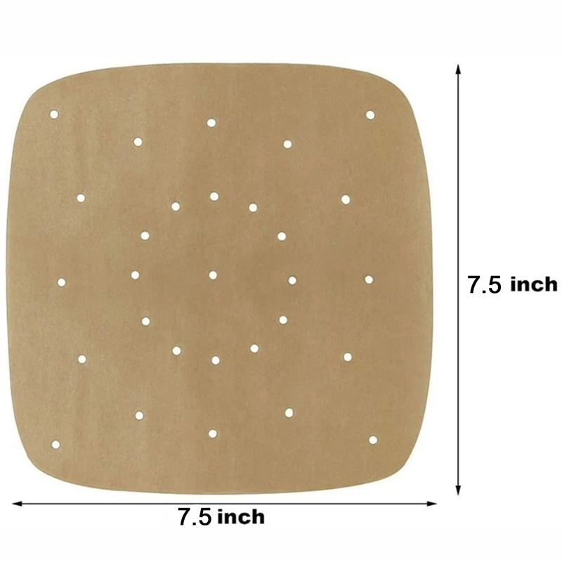 

100 Pieces Steaming Basket Mat Air Fryer Steamer Liners Premium Perforated Wood Pulp Papers Non-Stick Baking Cooking Tools