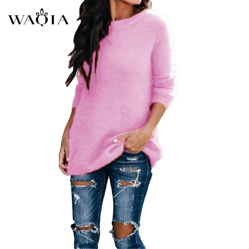 Casual Knitted Sweater Women Streetwear O Neck Long Sleeve Pullovers Loose Solid Coat 2019 Autumn Winter Fashion Women's | Женская