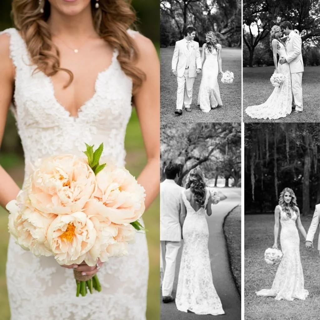 

2019 Cheap Full Lace Wedding Dresses Deep V Neck Backless Sleeveless Mermaid Chapel Train Vintage Summer Wedding Bridal Gowns