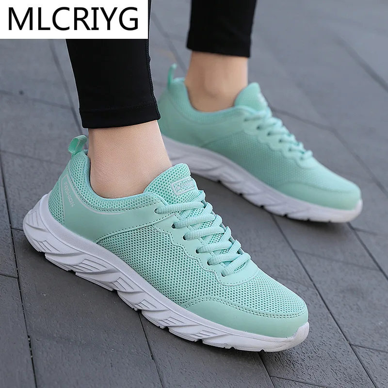 

Женские сетчатые кроссовки, удобные дышащие кроссовки на шнуровке, повседневные однотонные Нескользящие, износостойкие, весна 2021