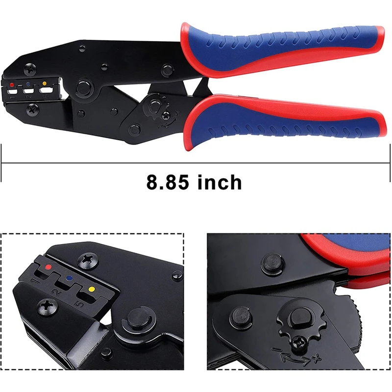 

Ratchet Wire Crimping Pliers,Crimping Tool, for Heat Shrink Connector, Suitable for AWG22-10 (0.5-6mm)