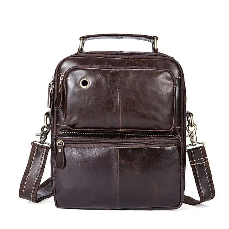 

Fashion2019 Crazy Horse Briefcase Men Shoulder Bags Famous Brand High Quality Mens Messenger Bags Soft Causal Travel Bags Male