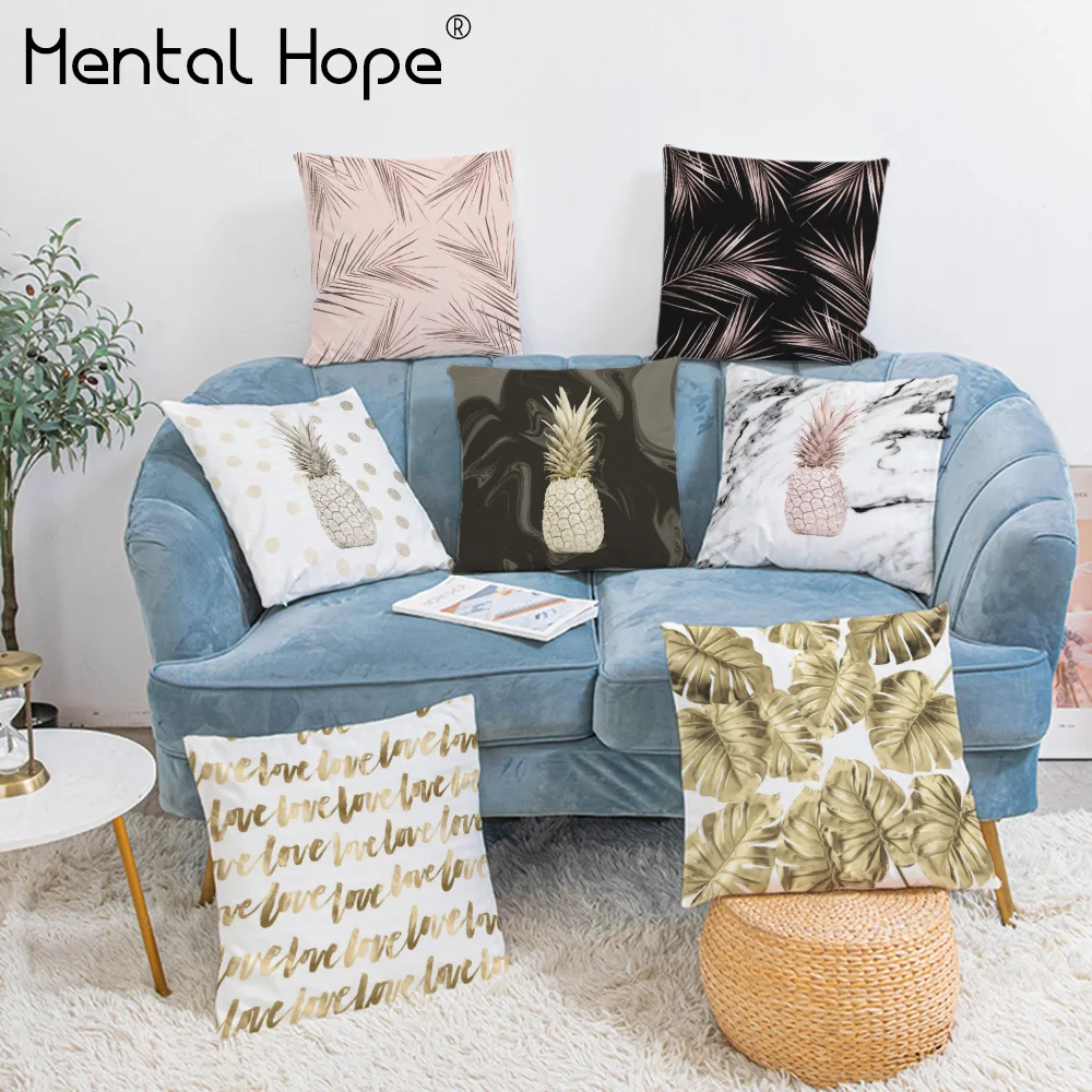 Наволочка плюшевая декоративная с принтом в виде ананаса | Дом и сад