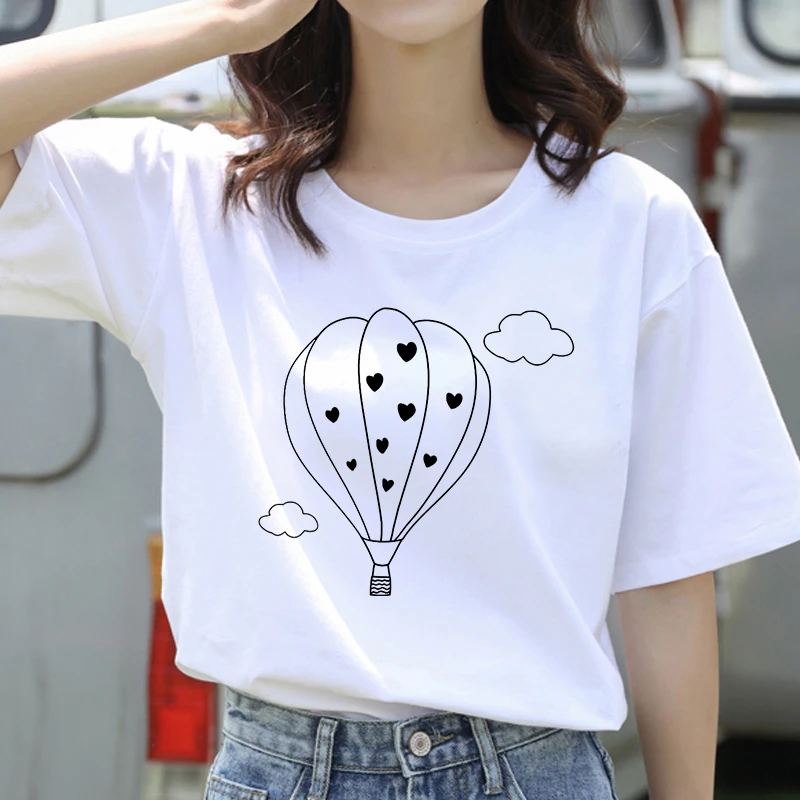 

Harajuku Short Sleeve Funny T-Shirt Colorful Balloons Printed Top Tees Female ClothesSummer Fashion Women T Shirt
