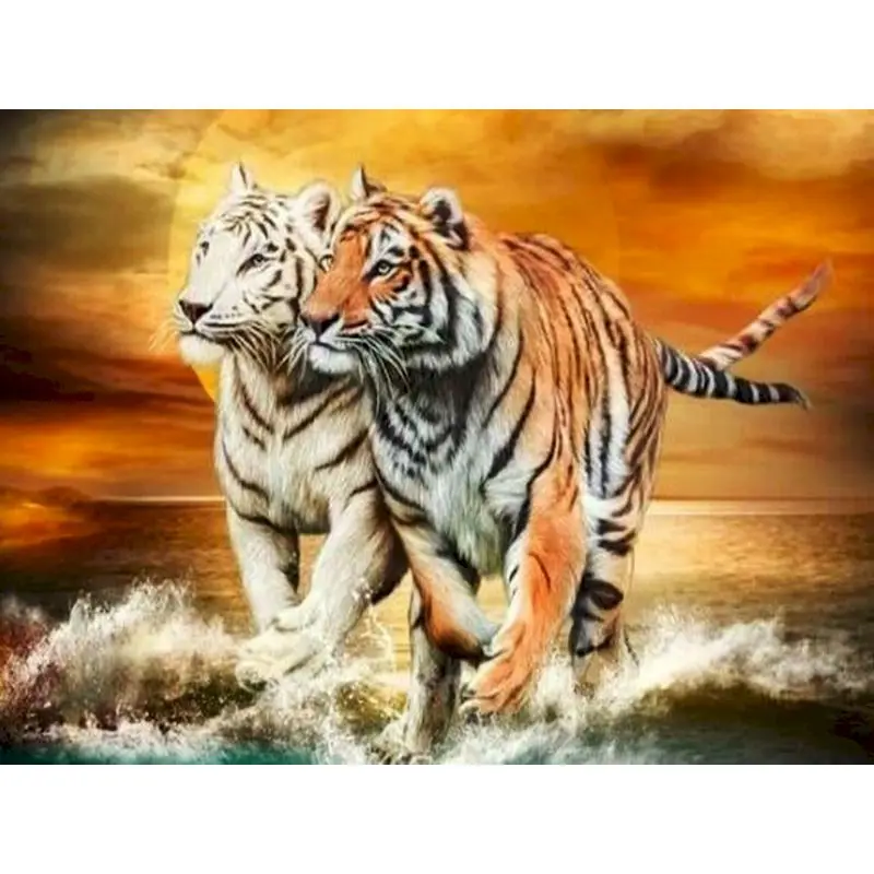 

GATYZTORY Diamond Painting Tiger Handicraft Full Square Round Drill Diamond Embroidery Animal Mosaic Garden Craft Kit Handmade