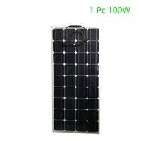 100w flexible solar panel 24v 12v system kit 10a charge controller cables with alligator clip pv connector for yacht boat rv