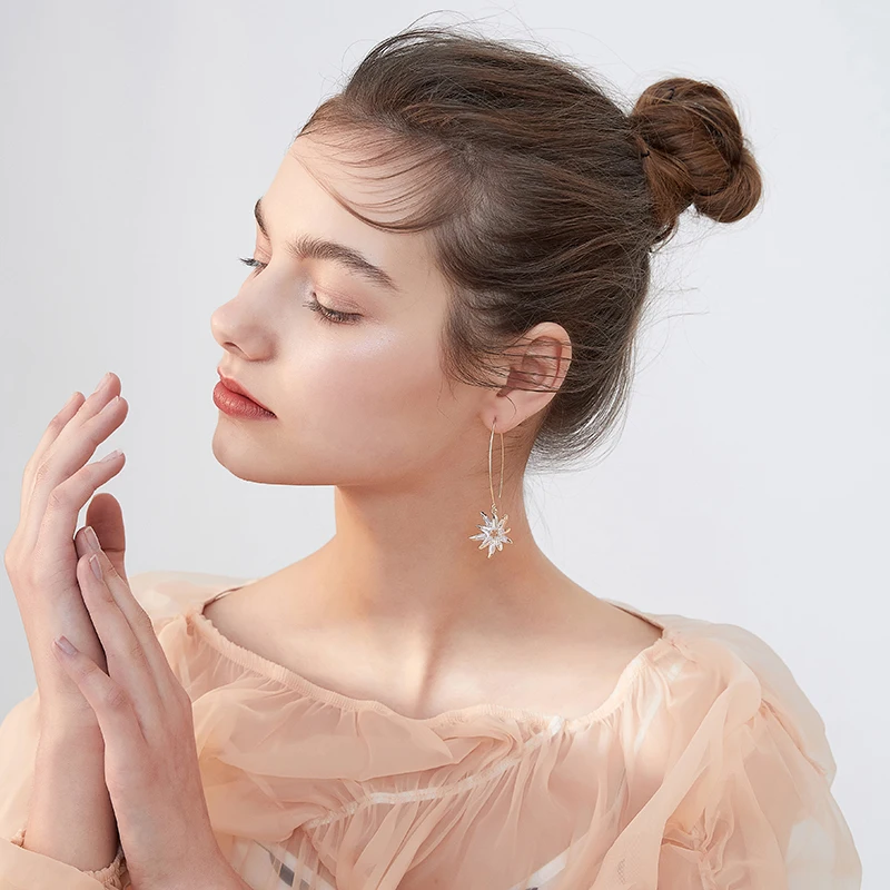 Серьги Xinwei новинка 2020 простые серьги в виде подсолнуха для женщин длинные