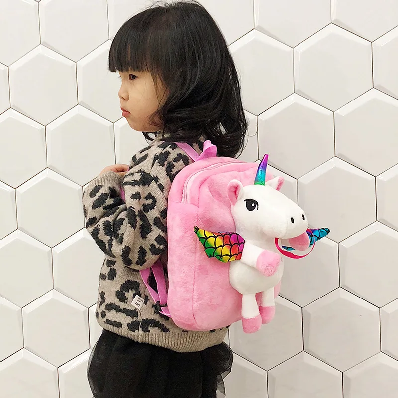 Cartoon Kids Unicorn Backpack Cute Stuffed Toy Backpacks Kindergarten Bag For Girls Children Fashion Book Bag