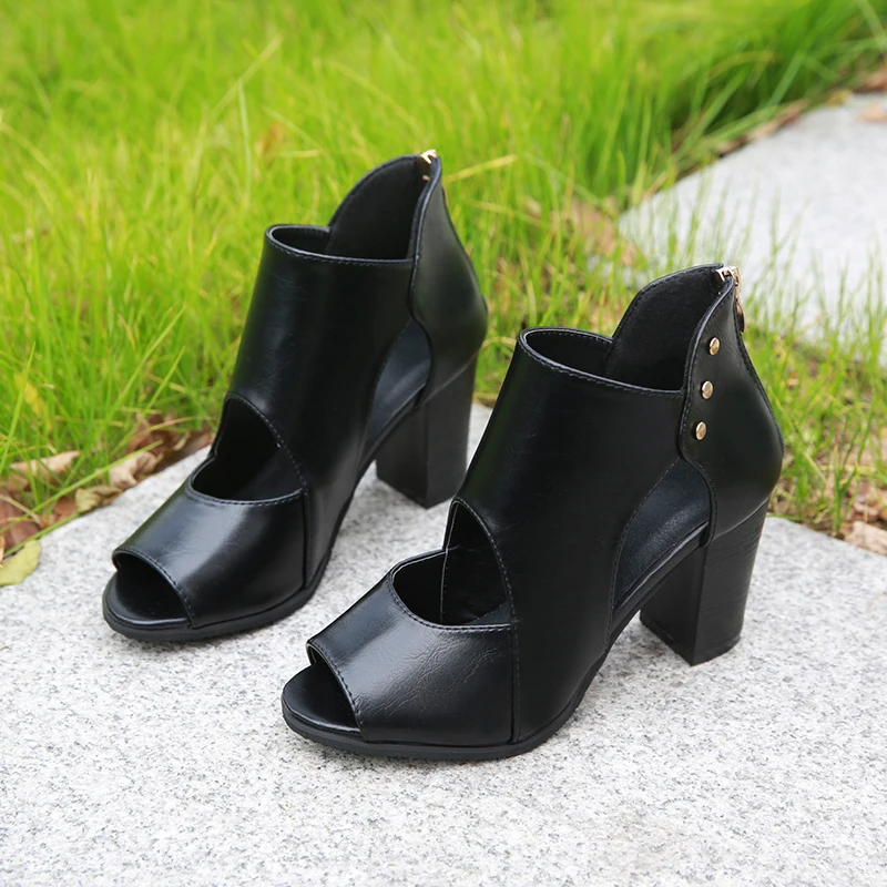 

2021 Sexy Women Sandals Gladiator High Heels Leather Pumps Ladies Spring Summer Open Toe Sandalias Mujer Plus Size 34-42