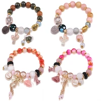 2021 new bow chain exquisite bangle natural stone beaded bracelet colorful bead adjustable bracelet women bohemia tassel jewelry