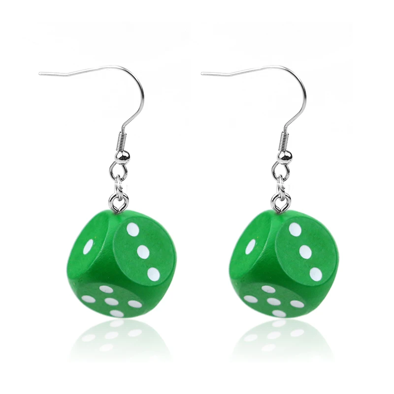 

Stainless steel earring Wooden Dice Dangle Earrings trendy Punk Cubic Dice Drop Earrings Christmas Party woman Jewelry gift