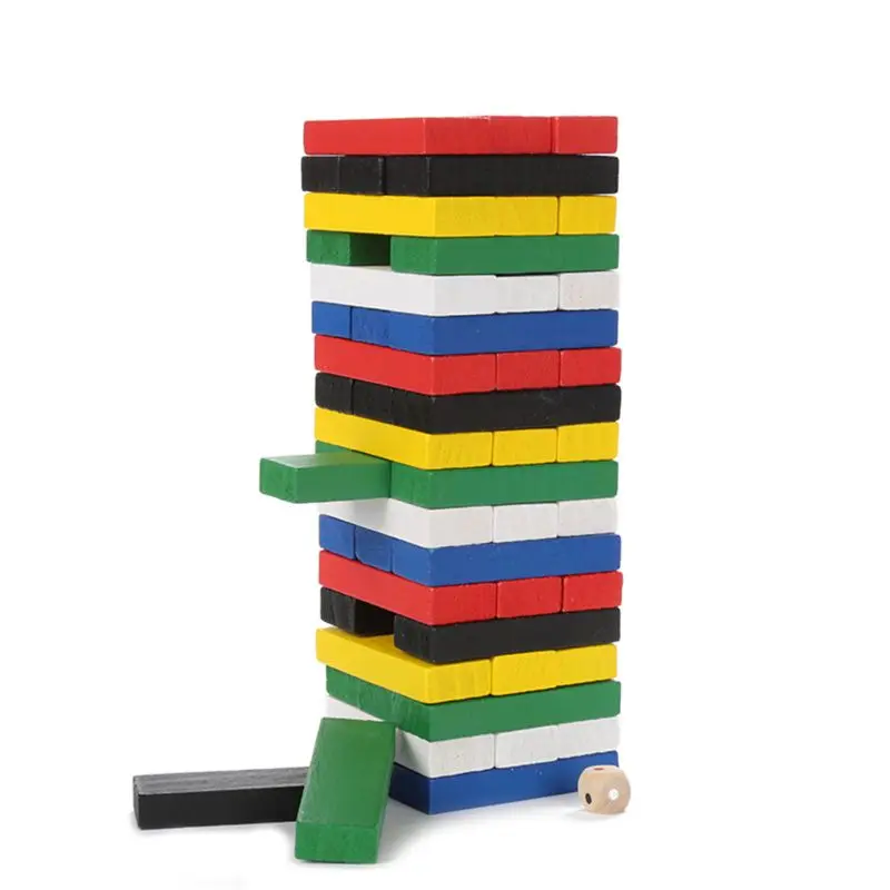 

Wooden Stacking Board Games Building Blocks for Kids - 54 Pcs