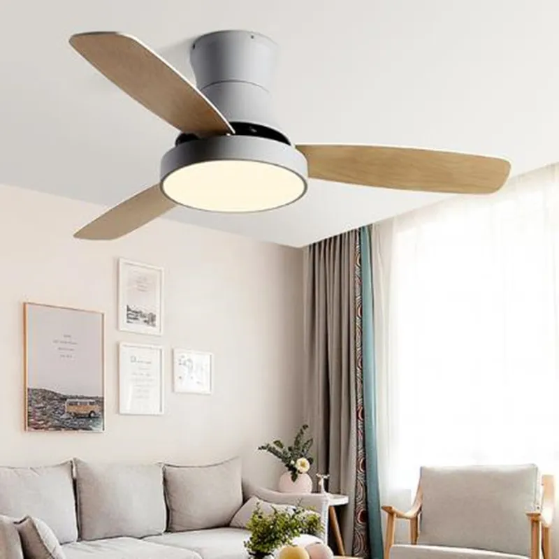 

Modern ceiling fan lights with LED lights and remote control dining room living room bedroom kitchen wooden mute