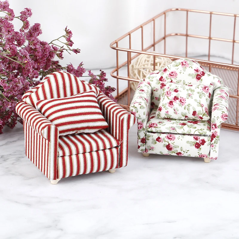 1/12 Mini Floral Print Sofa Cushion Model Dollhouse Room Decor Photography Prop Miniature Home Ornaments | Игрушки и хобби