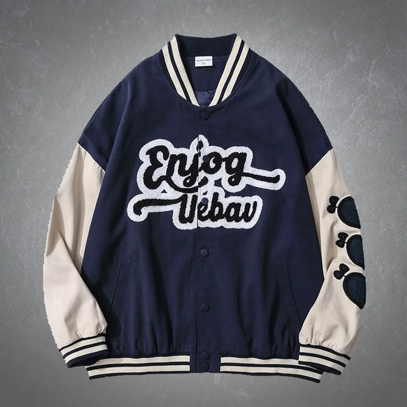 

Куртка мужская бейсбольная в стиле Харадзюку, пушистая уличная одежда в стиле хип-хоп, лоскутный Повседневный стиль оверсайз, стиль колледж...
