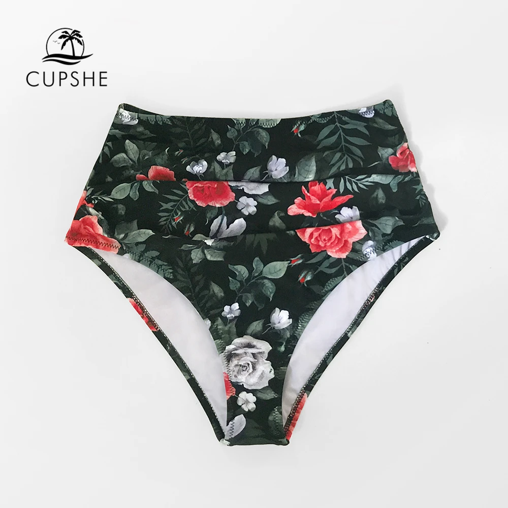 CUPSHE красные цветочные рубашки с высокой талией бикини женские сексуальные