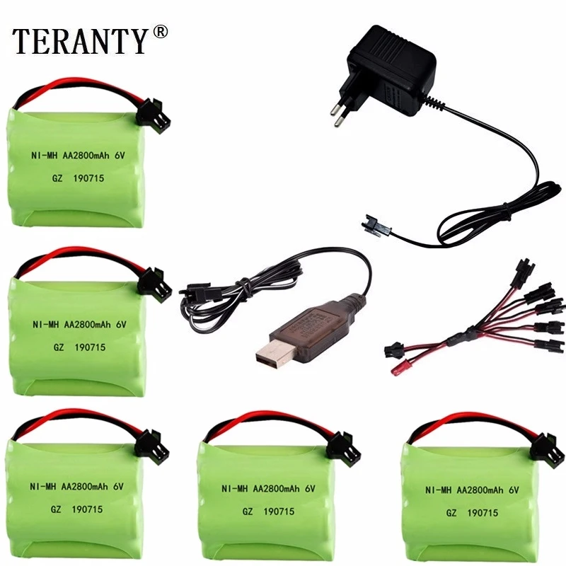 6v 2800mah перезаряжаемая батарея + зарядное устройство для Rc игрушки автомобили