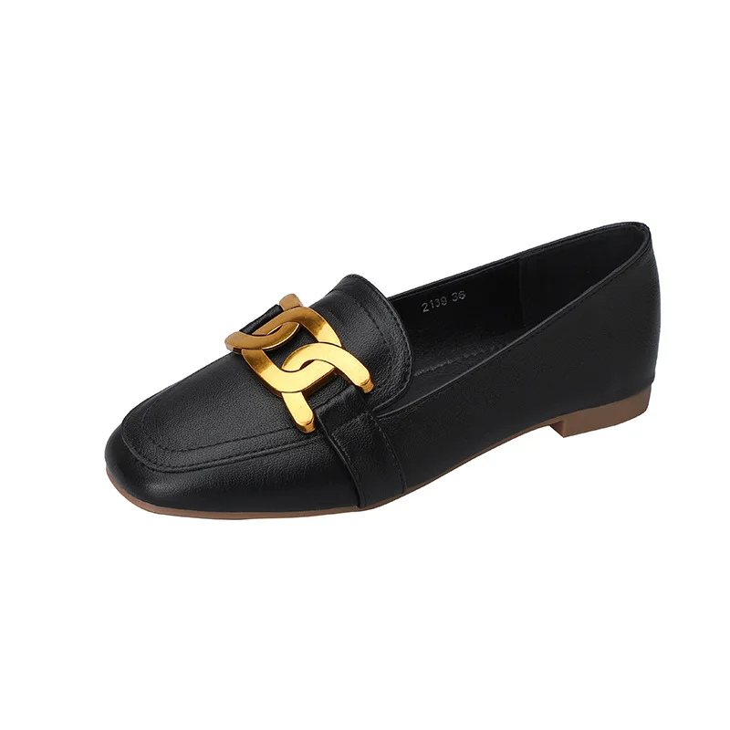 

Square Toe Womens Loafers Shoes Casual Female Sneakers Oxfords British Style Autumn Soft Flats Slip-on Leather Retro Preppy Fall