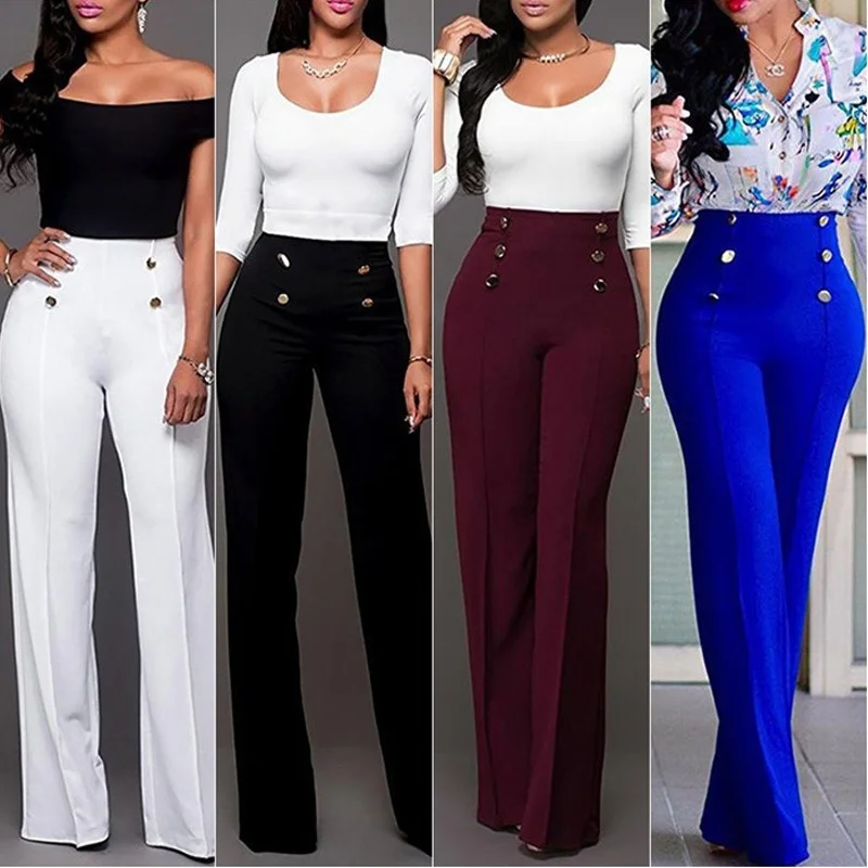 

ZOGAA 2020 Spring Autumn Women Pants High Waist Wide Leg Pants Office Lady Workwear Formal Pants Loose Solid Trousers Plus Size